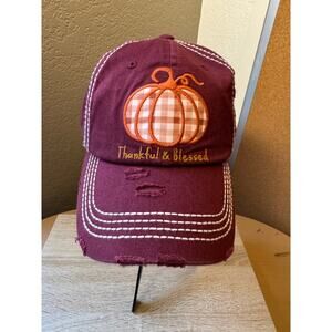 Thankful & Blessed Distressed Pumpkin Cap